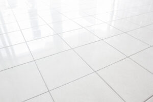 white sleek tiles on floor