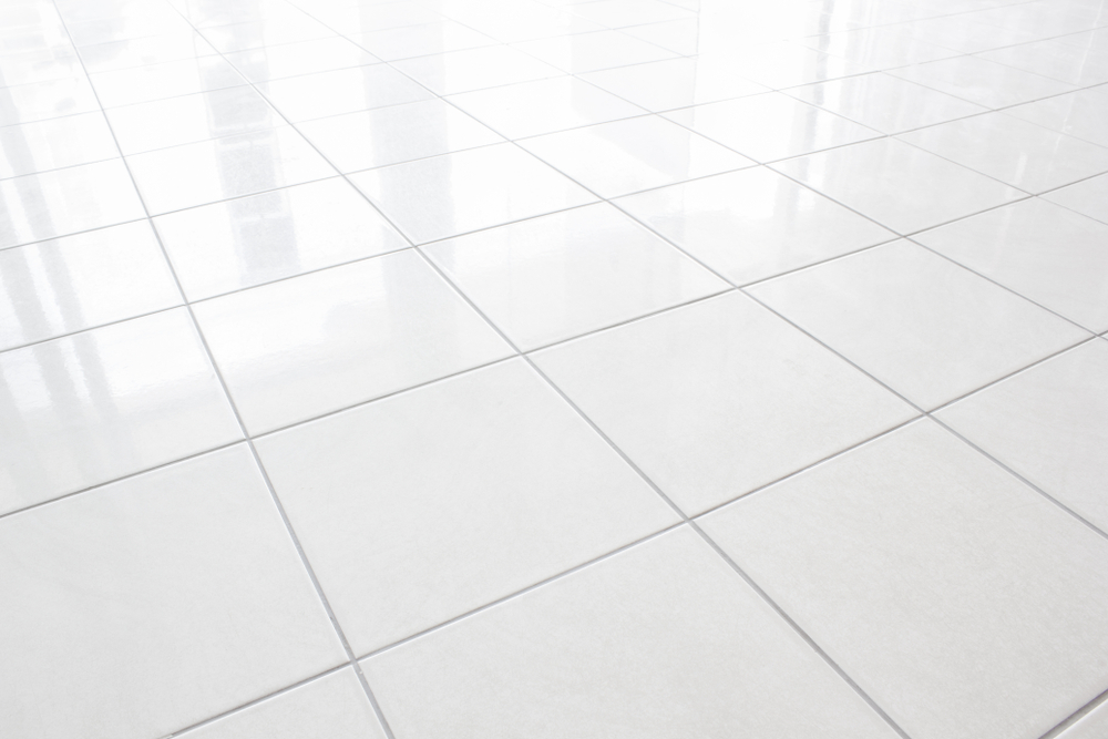 white sleek tiles on floor